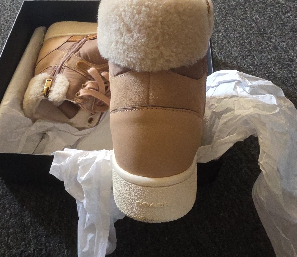 Coach Tan and Cream High-Top Sneakers - Picture 2 of 4